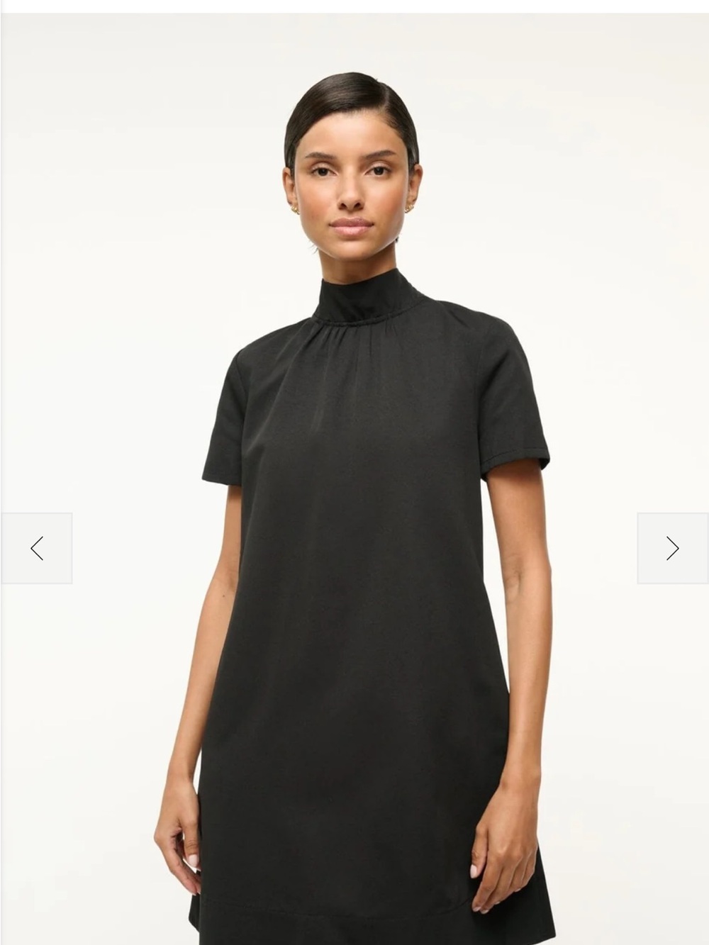 STAUD Black Short-Sleeve Mock Neck Tunic